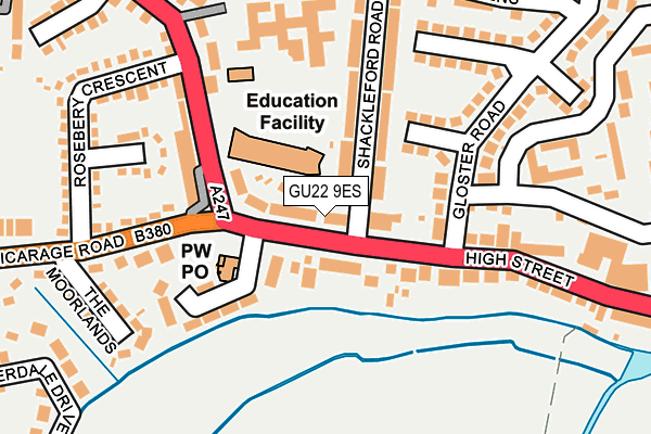 GU22 9ES map - OS OpenMap – Local (Ordnance Survey)