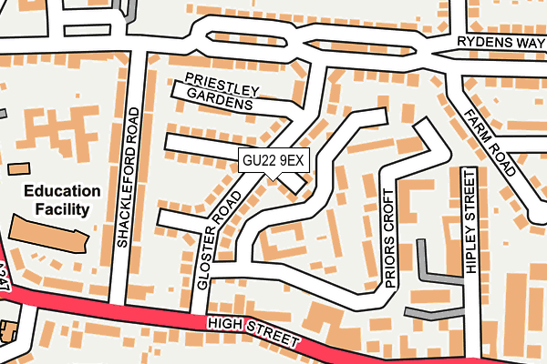 GU22 9EX map - OS OpenMap – Local (Ordnance Survey)