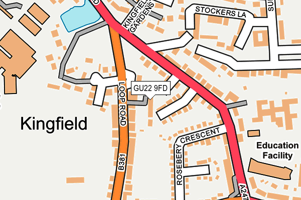GU22 9FD map - OS OpenMap – Local (Ordnance Survey)
