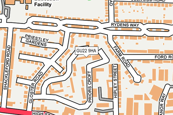 GU22 9HA map - OS OpenMap – Local (Ordnance Survey)