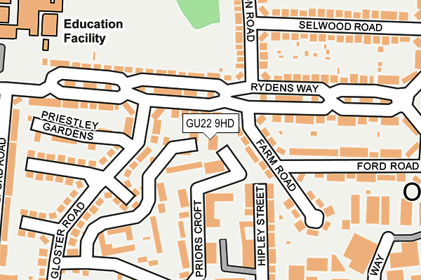 GU22 9HD map - OS OpenMap – Local (Ordnance Survey)