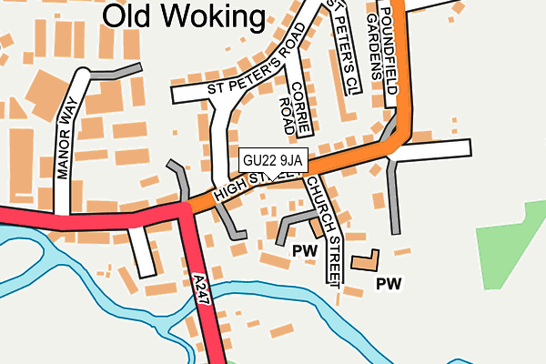 GU22 9JA map - OS OpenMap – Local (Ordnance Survey)