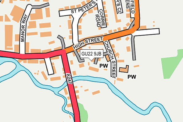 GU22 9JB map - OS OpenMap – Local (Ordnance Survey)
