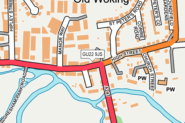 GU22 9JS map - OS OpenMap – Local (Ordnance Survey)