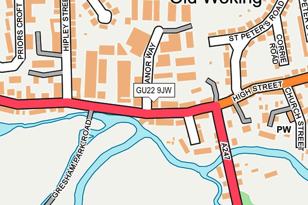 GU22 9JW map - OS OpenMap – Local (Ordnance Survey)