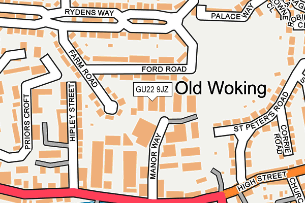 GU22 9JZ map - OS OpenMap – Local (Ordnance Survey)