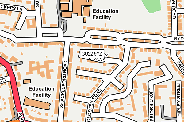 GU22 9YZ map - OS OpenMap – Local (Ordnance Survey)