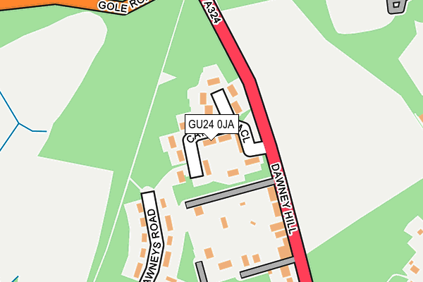 GU24 0JA map - OS OpenMap – Local (Ordnance Survey)