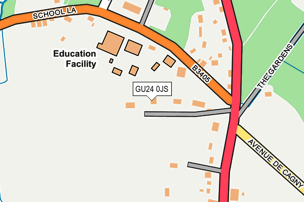 GU24 0JS map - OS OpenMap – Local (Ordnance Survey)