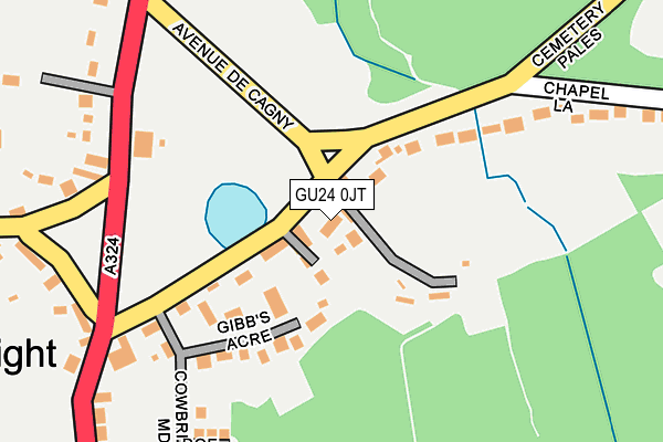 GU24 0JT map - OS OpenMap – Local (Ordnance Survey)