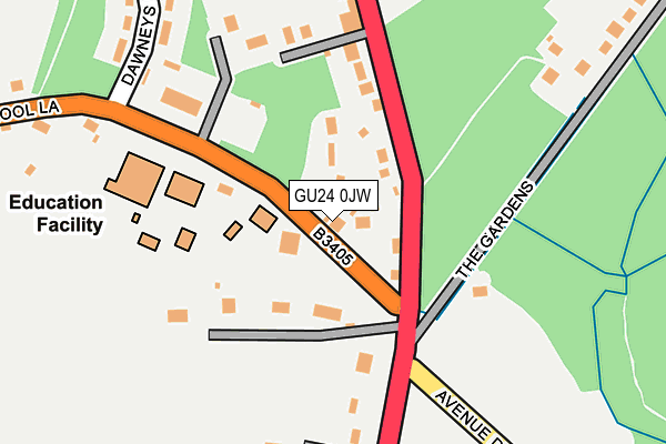 GU24 0JW map - OS OpenMap – Local (Ordnance Survey)