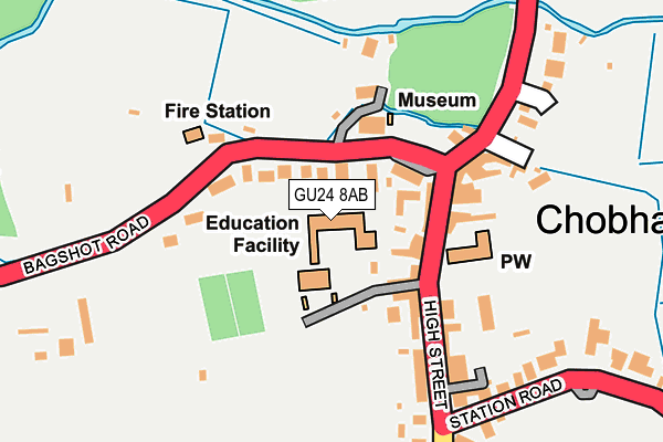 GU24 8AB map - OS OpenMap – Local (Ordnance Survey)