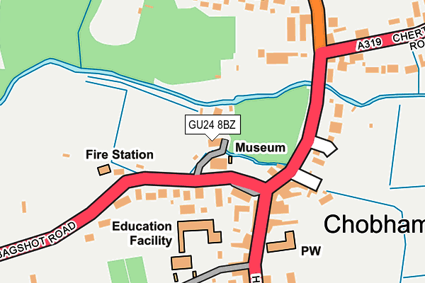 GU24 8BZ map - OS OpenMap – Local (Ordnance Survey)