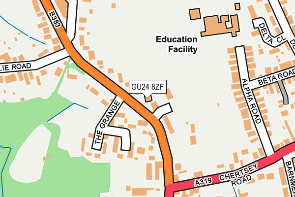 GU24 8ZF map - OS OpenMap – Local (Ordnance Survey)