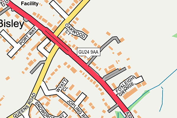 GU24 9AA map - OS OpenMap – Local (Ordnance Survey)