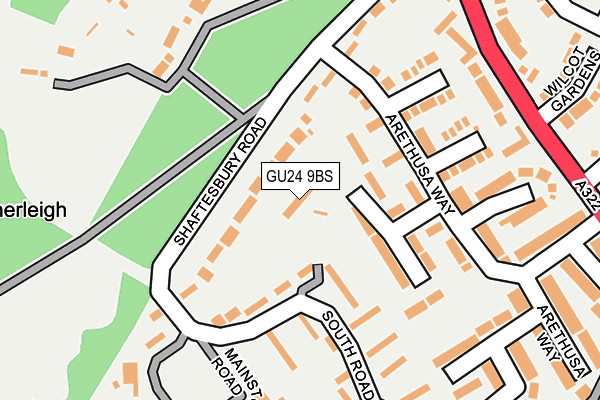 GU24 9BS map - OS OpenMap – Local (Ordnance Survey)