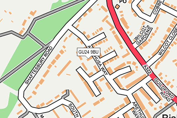 GU24 9BU map - OS OpenMap – Local (Ordnance Survey)