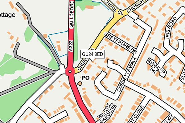 GU24 9ED map - OS OpenMap – Local (Ordnance Survey)