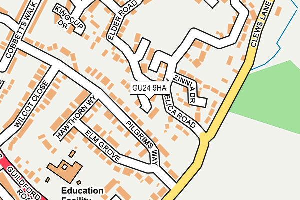 GU24 9HA map - OS OpenMap – Local (Ordnance Survey)