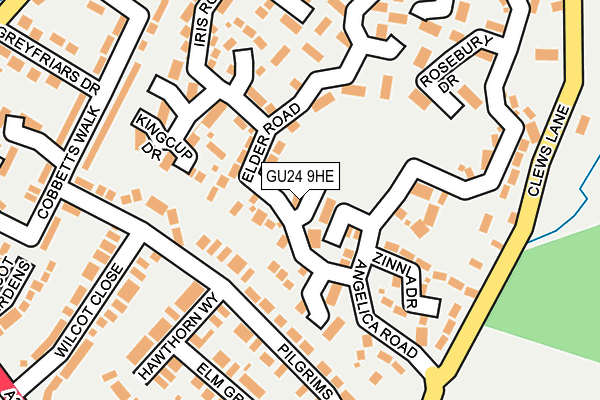 GU24 9HE map - OS OpenMap – Local (Ordnance Survey)