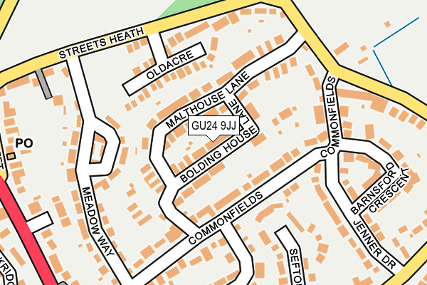 GU24 9JJ map - OS OpenMap – Local (Ordnance Survey)