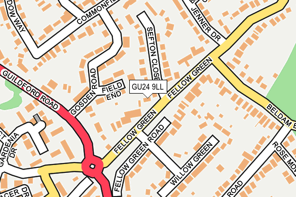 GU24 9LL map - OS OpenMap – Local (Ordnance Survey)