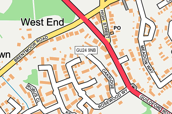 GU24 9NB map - OS OpenMap – Local (Ordnance Survey)