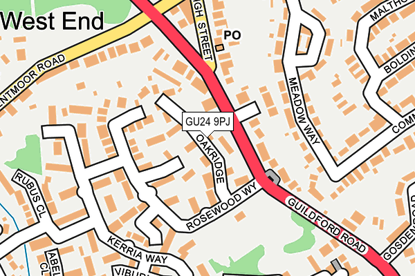 GU24 9PJ map - OS OpenMap – Local (Ordnance Survey)