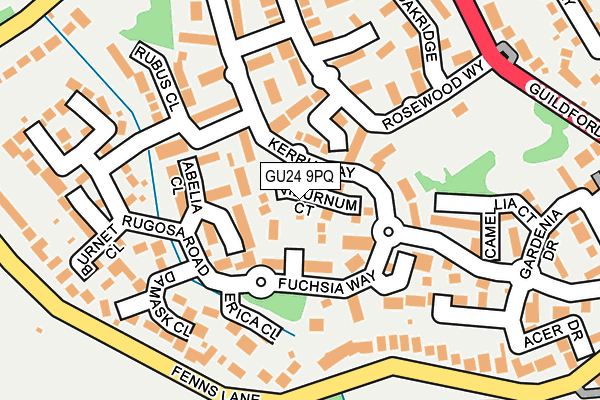 GU24 9PQ map - OS OpenMap – Local (Ordnance Survey)