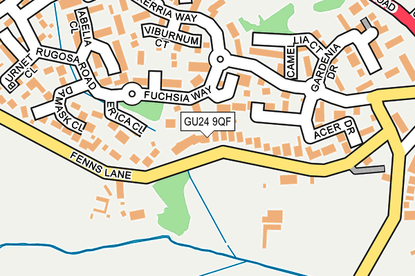 GU24 9QF map - OS OpenMap – Local (Ordnance Survey)