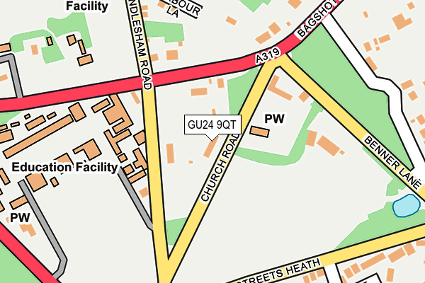 GU24 9QT map - OS OpenMap – Local (Ordnance Survey)