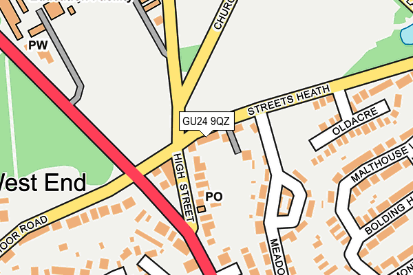 GU24 9QZ map - OS OpenMap – Local (Ordnance Survey)