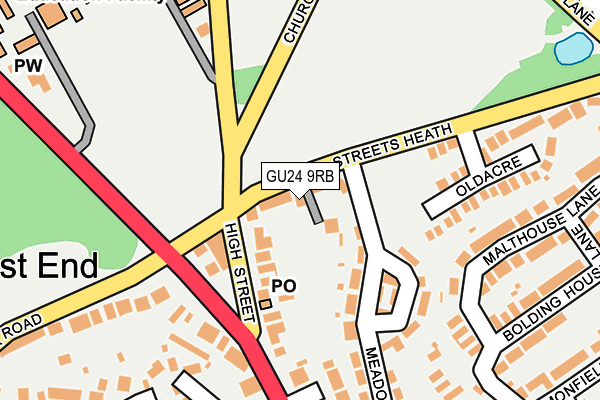 GU24 9RB map - OS OpenMap – Local (Ordnance Survey)