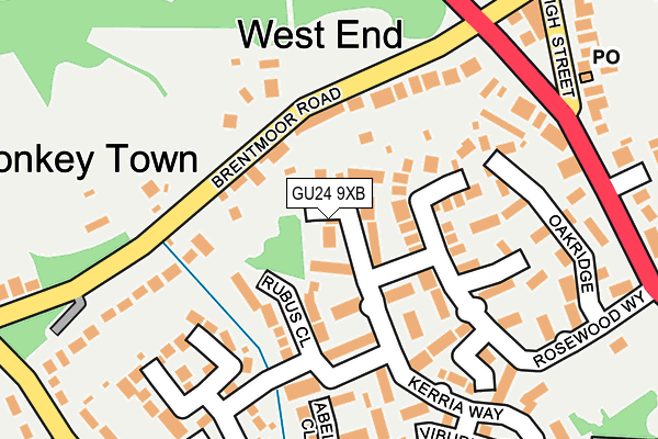 GU24 9XB map - OS OpenMap – Local (Ordnance Survey)