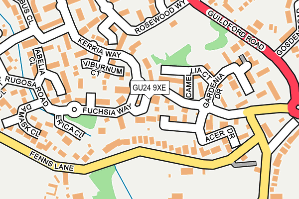 GU24 9XE map - OS OpenMap – Local (Ordnance Survey)