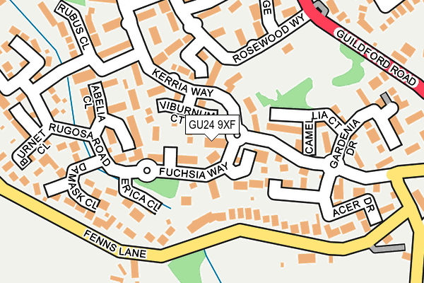 GU24 9XF map - OS OpenMap – Local (Ordnance Survey)