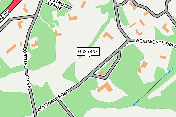 GU25 4NZ map - OS OpenMap – Local (Ordnance Survey)