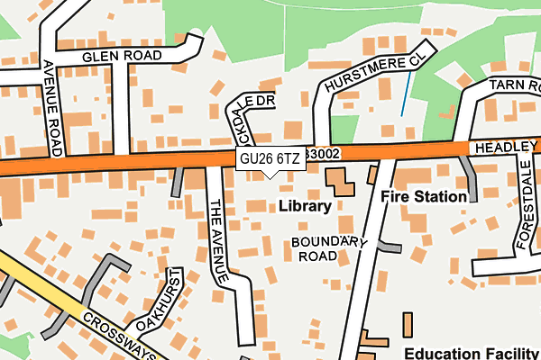 GU26 6TZ map - OS OpenMap – Local (Ordnance Survey)