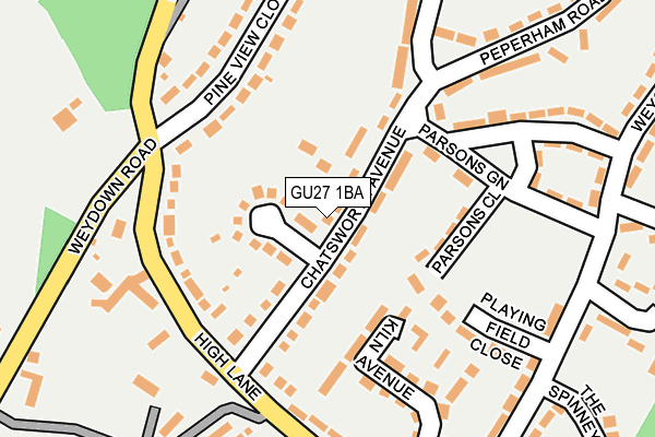 GU27 1BA map - OS OpenMap – Local (Ordnance Survey)