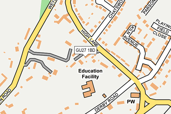 GU27 1BD map - OS OpenMap – Local (Ordnance Survey)