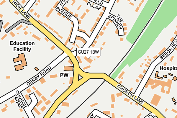 GU27 1BW map - OS OpenMap – Local (Ordnance Survey)