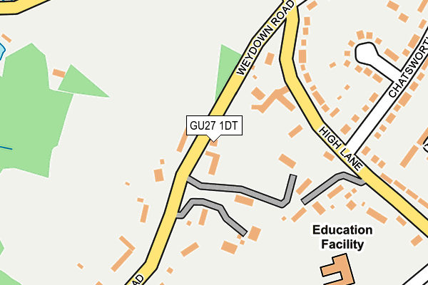 GU27 1DT map - OS OpenMap – Local (Ordnance Survey)