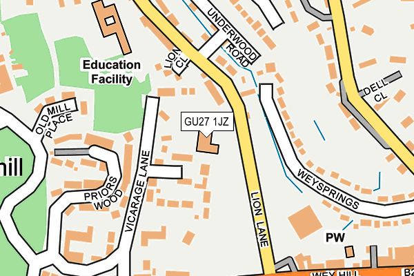 GU27 1JZ map - OS OpenMap – Local (Ordnance Survey)