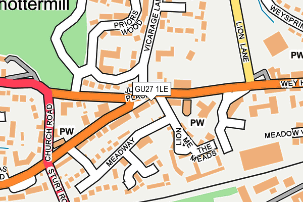GU27 1LE map - OS OpenMap – Local (Ordnance Survey)