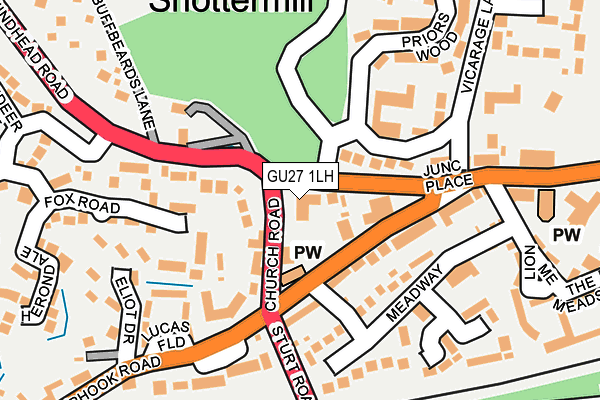 GU27 1LH map - OS OpenMap – Local (Ordnance Survey)