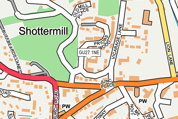 GU27 1NE map - OS OpenMap – Local (Ordnance Survey)