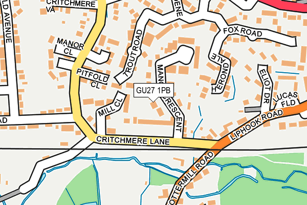 GU27 1PB map - OS OpenMap – Local (Ordnance Survey)