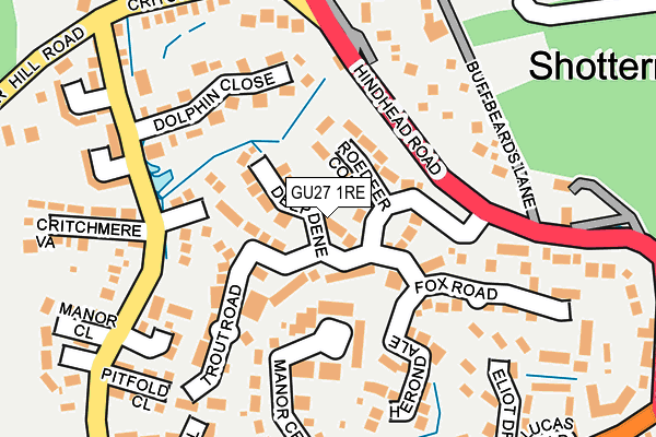 GU27 1RE map - OS OpenMap – Local (Ordnance Survey)