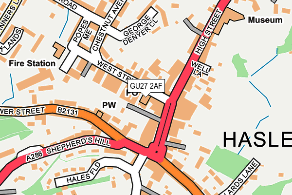 GU27 2AF map - OS OpenMap – Local (Ordnance Survey)