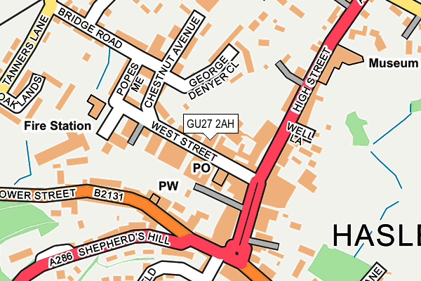 GU27 2AH map - OS OpenMap – Local (Ordnance Survey)